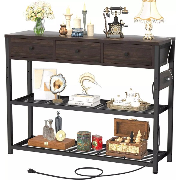 47'' Entryway Table with Outlets and USB Ports, Console Table