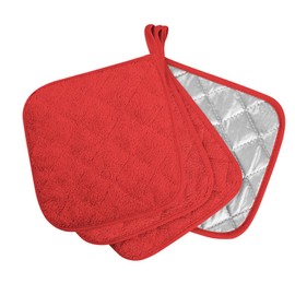 meioro 4-Pack Pot Holders for Kitchen High Heat Resistant Potholder, 100% Cotton Hot Pads, Quilted Terry Hot Pot Holder Set for Kitchens, Washable Trivet for Cooking and Baking 7x7 Inches (red)