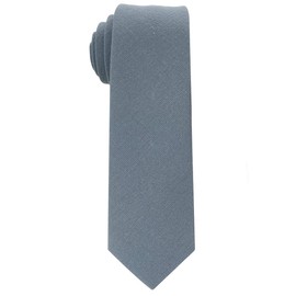 Kebocis Corbata de algodón de color sólido para hombre, Azul (Dusty Blue), Skinny-2.6"