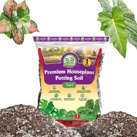 DUSPRO Recycle Pre-Mixed House Plant Potting Mix 7in1 with Potting Soil Indoor Plants, Tropical Indoor Potting Soil with Pine Bark, Pumice, Coco Coir, Perlite, Worm Castings, Gypsum, Peat Moss 1QRT