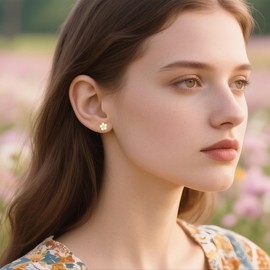 SLUYNZ Solid 925 Sterling Silver Plumeria Flower Stud Earrings for Women Teens White Flower Stud Earrings Spring