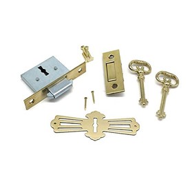 LK-51 Roll Top Desk Lock Antique Desk Full Mortise Lock Comes with 2 Keys and Keyhole Cover