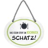 schilderkreis24 Tin Sign Funny Saying "Das Essen steht im Kochbuch,