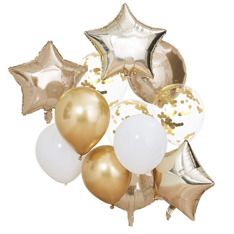 Ginger Ray Mix It Up Gold Metallic Balloons - Pack