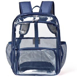 KUI WAN Mochila transparente, mochila transparente de PVC resistente, Azul marino