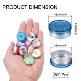 uxcell 20mm Flip Off Caps, 200PCS Burr-Free Flip Off Top Caps Seals Flip Off Aluminum Plastic Vial Flip Off Seals Caps Cover for Glass Vial Freeze-Dried Bottles, Blue/Silver