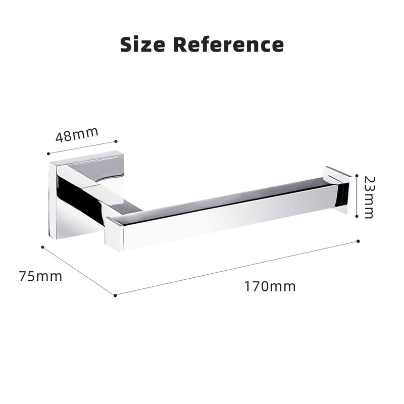 Modern Chrome Toilet Roll Holder Wall Mounted Square Bathroom Accessory