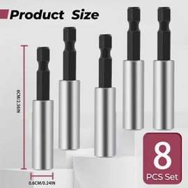 8 Stück Hochwertiger Bithalter Magnetisch, Schnellwechsel Bit Verlängerung 1/4", Sechskantschaft- Bithalter Magnetisch, für Schlagschrauber, 1/4" Sechskantschaft Bit Halterung,Trockenbau Bits Aufsatz