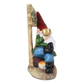 Mr Gnome Grandpa Smoking Pipe By Toadstool Mushrooms And Free Weeds Sign Statue