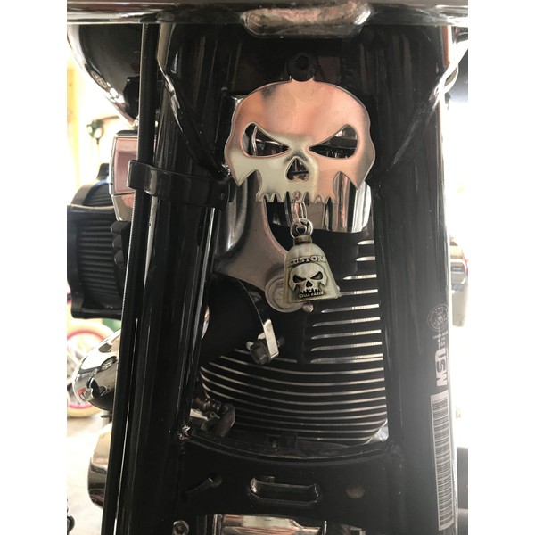 Kustom Cycle Parts Universal Stainless Steel Skull Bell Hanger - Bolt and Ring Included (Bell Not Included). Fits all Harley Davidson Motorcycles & More! Proudly MADE IN THE USA!