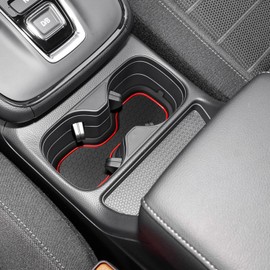 KENTUTO 3D Cup Holder for Honda CRV Accessories 2023 2024 2025 Center Console Liner Inserts Silicone Anti-dust Coaster Mat Pad Interior Decoration (2 Pcs, Red Trim)