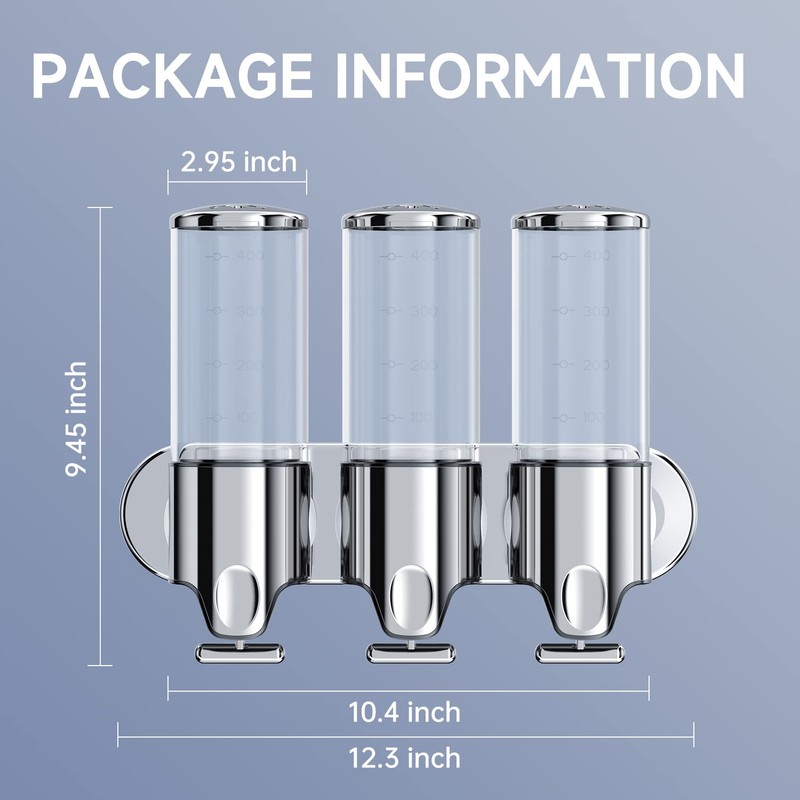 YIAOZ 3 in 1 Chamber Wall Mounted BathroomShower Pump Dispenser,Dispensers