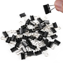 Ykimok 40Pcs Mini Binder Clips, 5/8 inch(15mm), Paper Clamps Micro Size for Office Supplies, Black