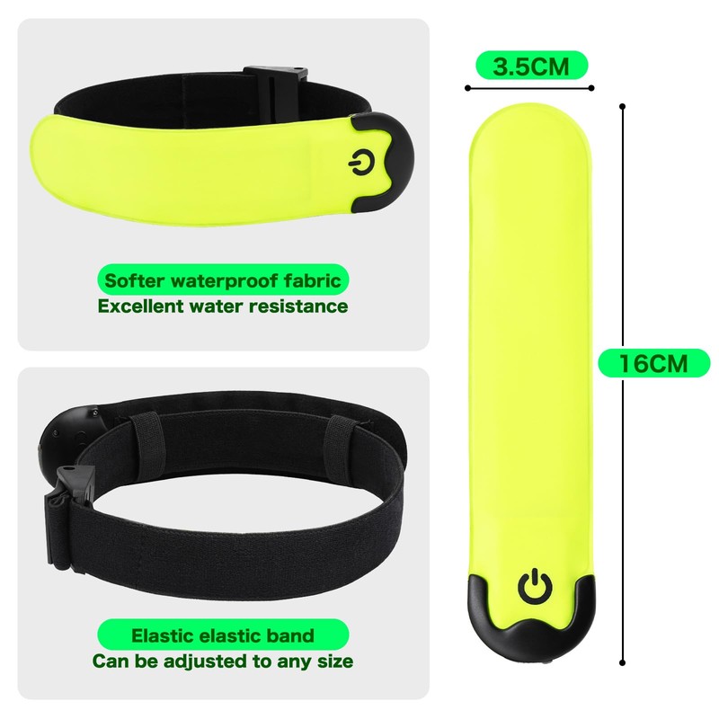 KOSKILL LED Armband Running USB Rechargeable(2 Pack), High Visibility Wristband