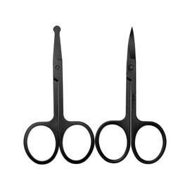 Beard Scissors, Eyebrow Scissors, Stainless Steel Nose Hair Scissors, Set of 2 for Trimming Eyebrows, Nose, Moustache, Eyelashes and Ear Hair