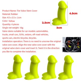 4 Pcs Prank Tire Valve Stem Cap Airtight Dust Proof Cover Universal for Car SUV Bike Trucks and Motorcycles Car Wheel Tire Exterior Accessoriy Set H2