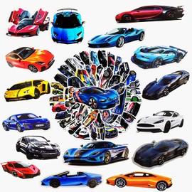 100PCS Car Stickers for Kids,Racing Car Stickers, Sports Car Stickers, Color Waterproof Stickers, Stickers Suitable for Water Bottles, Laptops, Skateboard Stickers, Helmet Stickers Cool Stickers