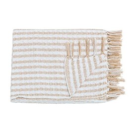 Angelina Throw Blanket - Hand Made - Cotton Blankets for Chair, Sofa, Bed, Accent Chair & Home Decorations - Warm Cover - Decorative Furnishings - 50’’ x 60’’ - Biege