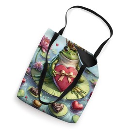 Frog Awaits Valentine's Princess With Chocolates On Lilypad Tote Bag