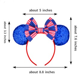 AVMBC 4th of July Headband Independence Day Striped Flag Hair Bow Mouse Ears Headband Chic Kids DIY Hair Accessories Women Headwear