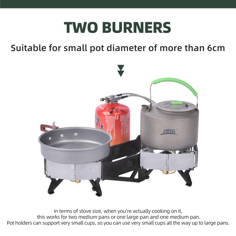BRS-32 Portable Foldable Camping Stove Expandable Double Cooktop - Easy