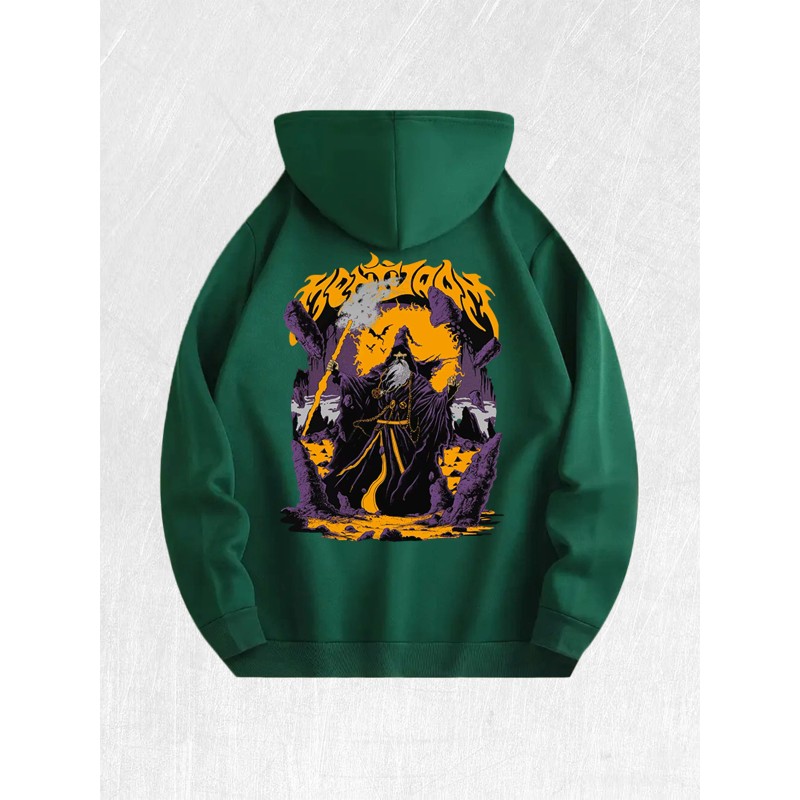 Wizard Graphic Hoodie 100% Cotton US Warehouse 7 ColorsColor: Light