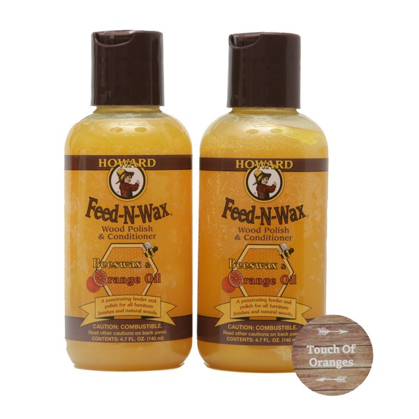 Howard FW0004 Feed-N-Wax Wood Polish and Conditioner, 4.7-Ounce (2-Pack)