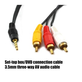 Replacement 1/3 Audio Cable 3.5mm to 3 RCA Audio AV Connection Cable TV Box Three Lotus Head AV Cable， Compatible with Smartphone, TV, MP3, Tablet,Speaker, Home Theater (10FT)