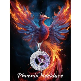 TOUPOP Phoenix Necklace 925 Sterling Silver Crystal Pendant Purple Phoenix Rising Jewelry for Women Birthday Gifts for Her