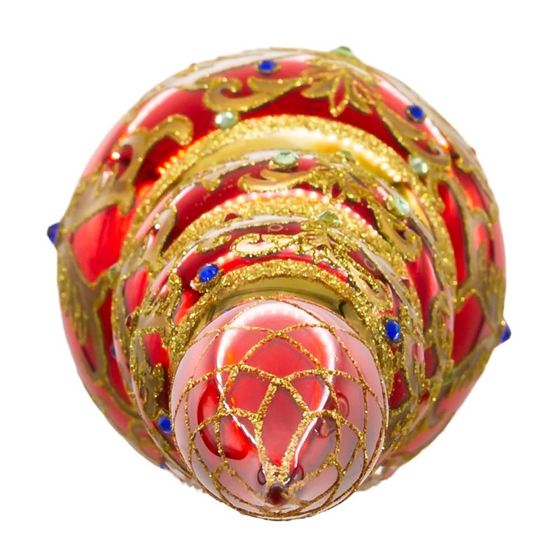 Kurt Adler Bellissimo Glass Red and Gold Finial Treetop