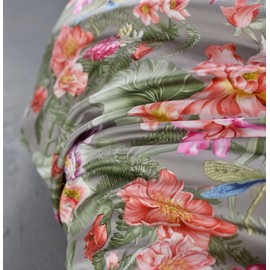 Eikei Vintage Botanical Flower Print Bedding 400tc Cotton Sateen Romantic Floral Scarf Duvet Cover 3pc Set Colorful Antique Drawing of Summer Lilies Daisy Blossoms (Queen, Taupe)