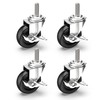 HOLKIE Caster Wheels 3 inch Locking Stem Casters, 3/8" -16