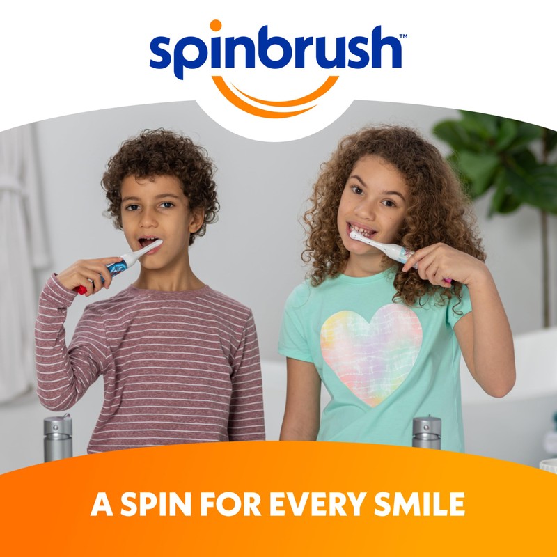Princess Peach Kid’s Spinbrush Electric Battery Toothbrush, Soft Bristles