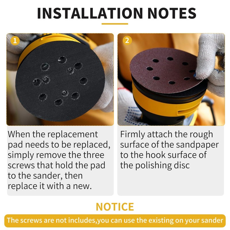 Replacement Sander Pads for Dewalt, 3 Pack 5" 8 Hole