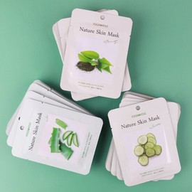 Food Aholic (30 Sheets) Nature Skin Soothing Mask Pack (Cucumber, Aloe, Green Tea) / (30매)네이처스킨 진정 마스크팩(오이.알로에.녹차)