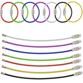 AMUU Keychain,Keychain Loop 14 Pack of 4.3 Inches Stainless Steel Wire Ring 2mm Cable Loop Rings for Hanging Luggage Tag, Keyrings and ID Tag Keepers (Pack of 14-4.3 inch)