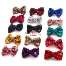 Cellot 30-Piece Glitter Sequins 4" Hair Bows Alligator Hair Clips for Girls, Toddlers