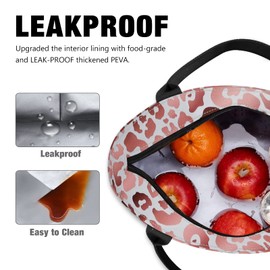 Aosbos Insulated Lunch Bag 10L Leak-Proof Lunch Bags for Women Reusable Lunch Tote Bag Soft Small Cool Bag Lunch Box Thermal Cooler Bag for Ladies Girls Adults Work School Beach Picnic, Pink Leopard