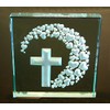 Cross & Hearts: Hand Carved Etched Glass Paperweight