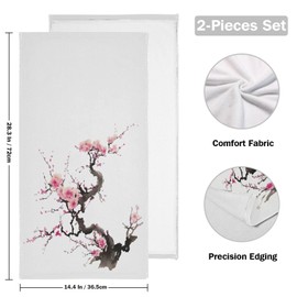 SUMNEESHA Pink Cherry Blossom Hand Towels for Bathroom Set of 2 Traditional Ink Painting Bath Towels Soft Absorbent Decorative Fingertip Towels Face Towels Kitchen Dish Towels 14.4"x28.3"