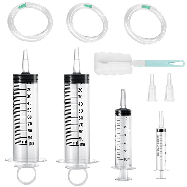 Marine Aurora Large Syringe with Tube, Plastic Syringes, Reusable Liquid