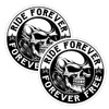 Ride Forever Forever Free Motorcycle Skull Stickers 2 Pack