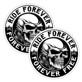 Ride Forever Forever Free Motorcycle Skull Stickers 2 Pack