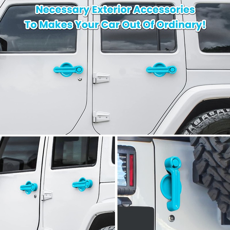 E-cowlboy Door Handle Cover Inserts+Tailgate Handle Cover+Recess Guard for 2007-2018