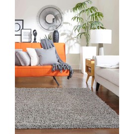 Unique Loom Solo Solid Shag Collection Modern Plush Cloud Gray Area Rug (8' 0 x 11' 0)