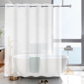 YISURE No Hook Extra Long Shower Curtain Liner 96 Inches, Frosted Hookless PEVA Plastic Waterproof Heavy Duty Bathroom Curtain Hook Free Shower Liner 72x96 Inches