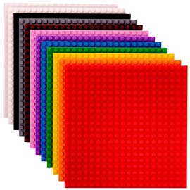Strictly Briks Stackable Baseplates for Building Toy Pack - Compatible with Lego - 12-Pack, 6x6 in - Rainbow Color Baseplates