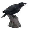 Large 14" Tall Black Raven Crow Bird on Tree Stump