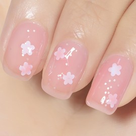 YTD Likomey Nude Gel Nail Polish,15ml Translucent Neutral Jelly Sheer Flowers Glitter UV Nail Gel,Sheer Pink Three-Dimensional White Petals Salon Home DIY Manicure Varnish,LS326