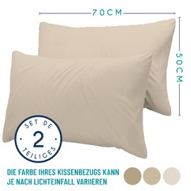 Dreamzie Pillowcases, 50 x 70 cm (Set of 2), 100% Jersey Cotton, 150 g/m², Beige, Resistant and Hypoallergenic